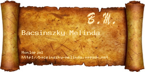 Bacsinszky Melinda névjegykártya